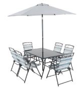 (R6I) 1x Wexfordly 6 Seater Folding Dining Set RRP £200. Toughened Glass Table Top. Table: (H70x