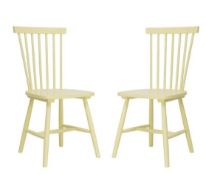 (R7G) 2x Laura Spindle Back Chairs Lemon RRP £100. Solid Birch Wood Chairs. (H89x W46x D46cm)