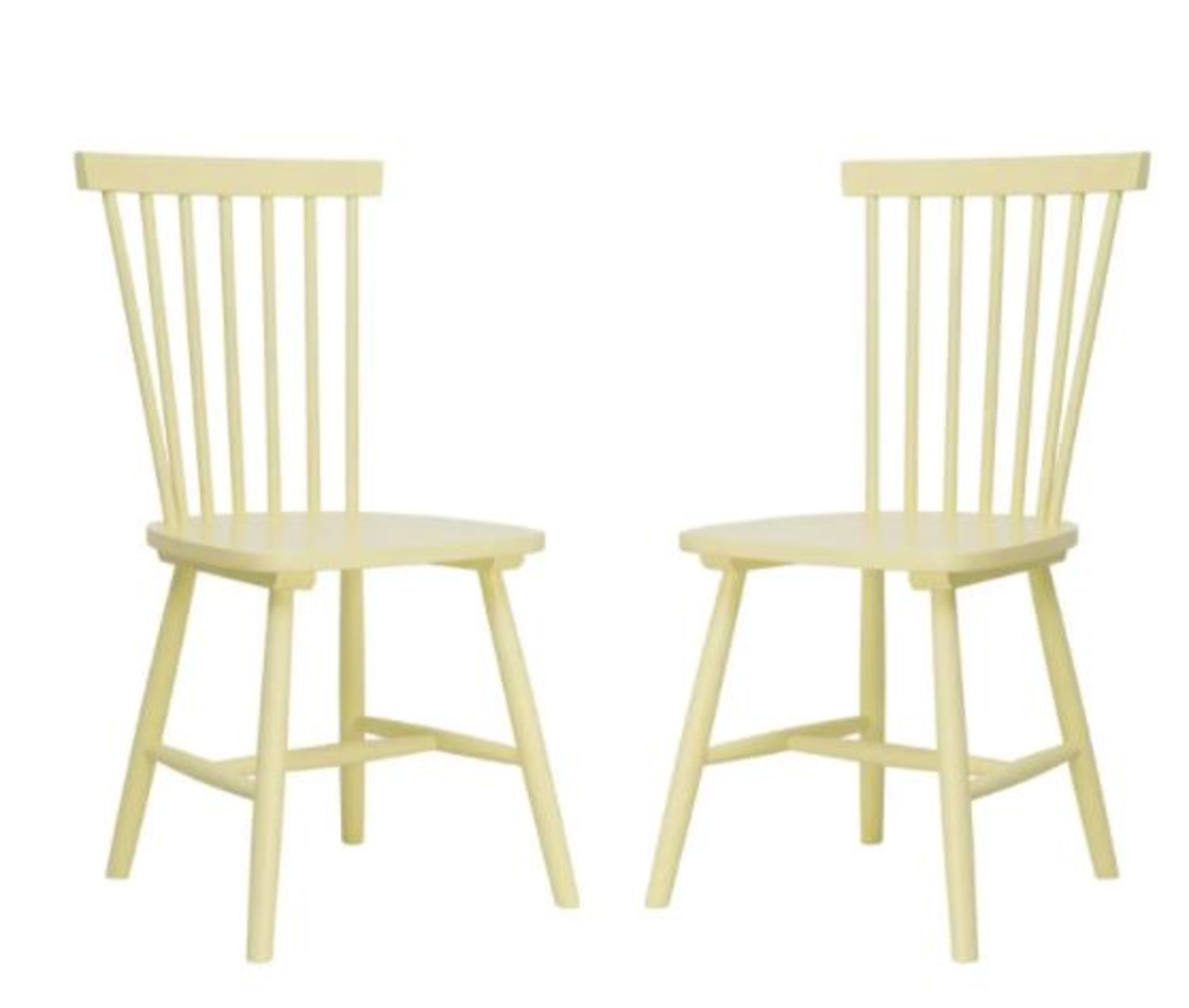 (R7G) 2x Laura Spindle Back Chairs Lemon RRP £100. Solid Birch Wood Chairs. (H89x W46x D46cm)