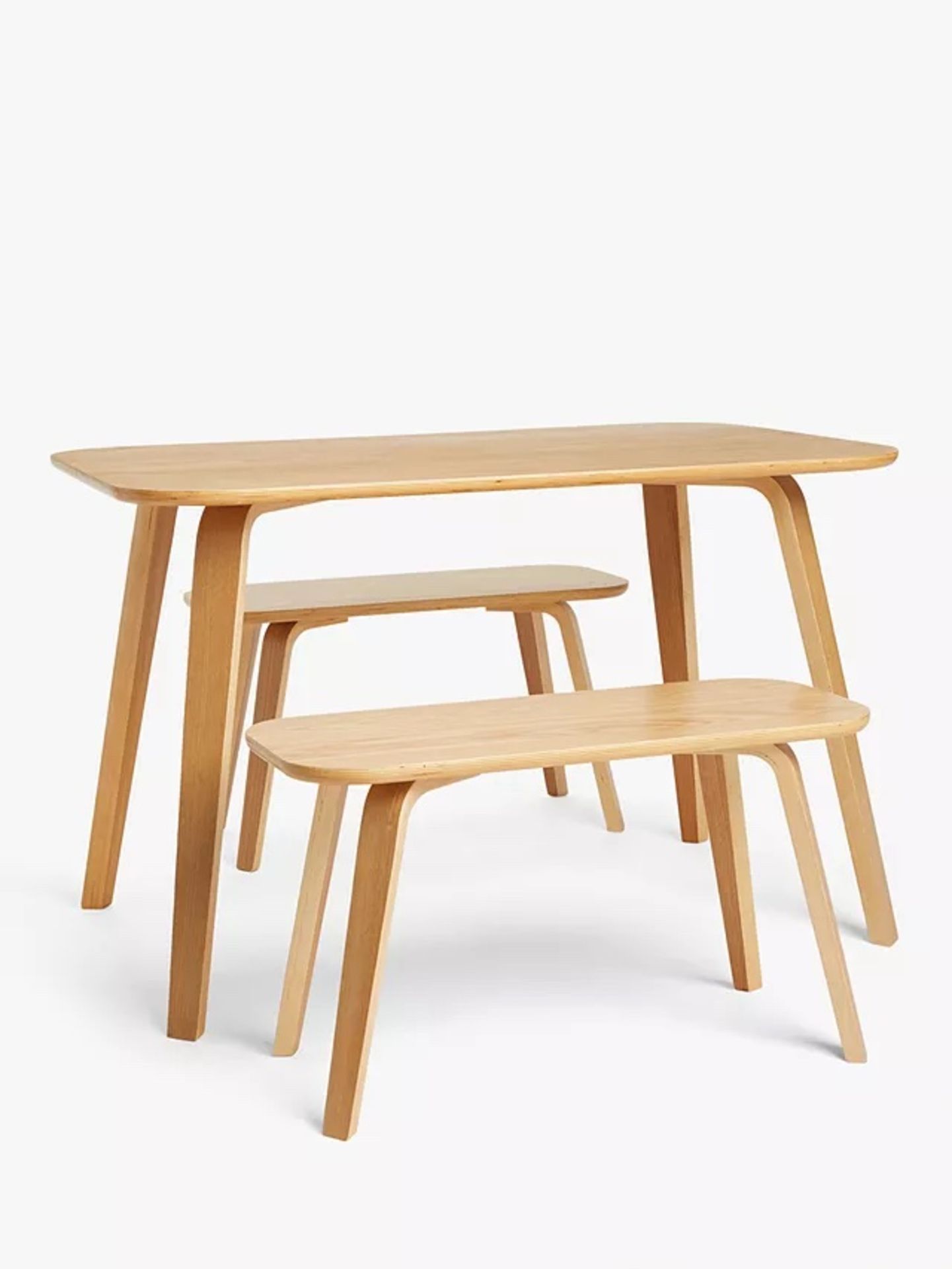P002982108 John Lewis & Partners Anton 4 Seater Dining Table and 2 Seater Benches, Oak