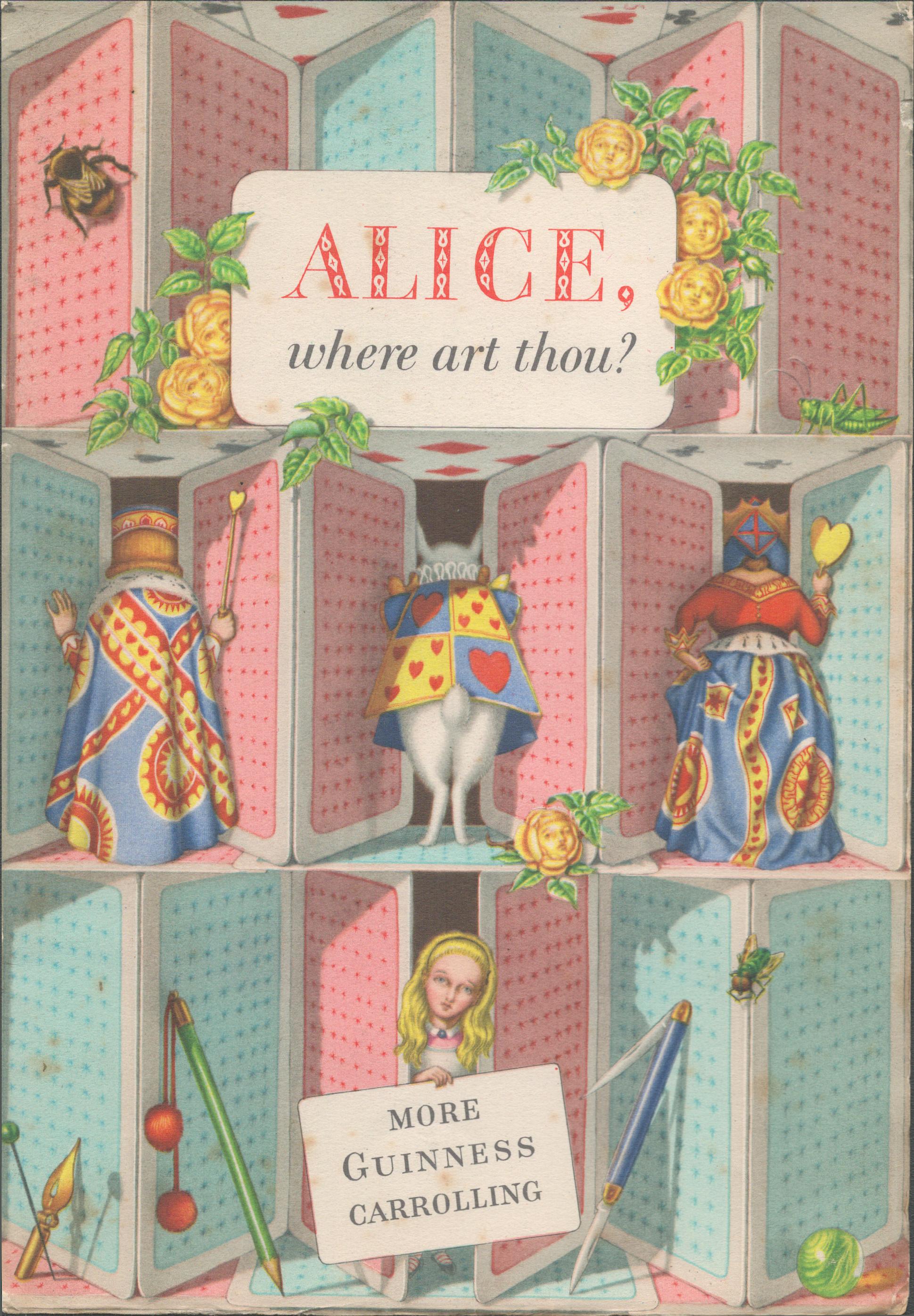 Double Sided Lithographed Illustration 1952 Guinness Alice Where Art Thou *3