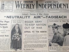 The Weekly Irish Independence 1939 Irish News, GAA Reports, Adverts, RTE Guide 15