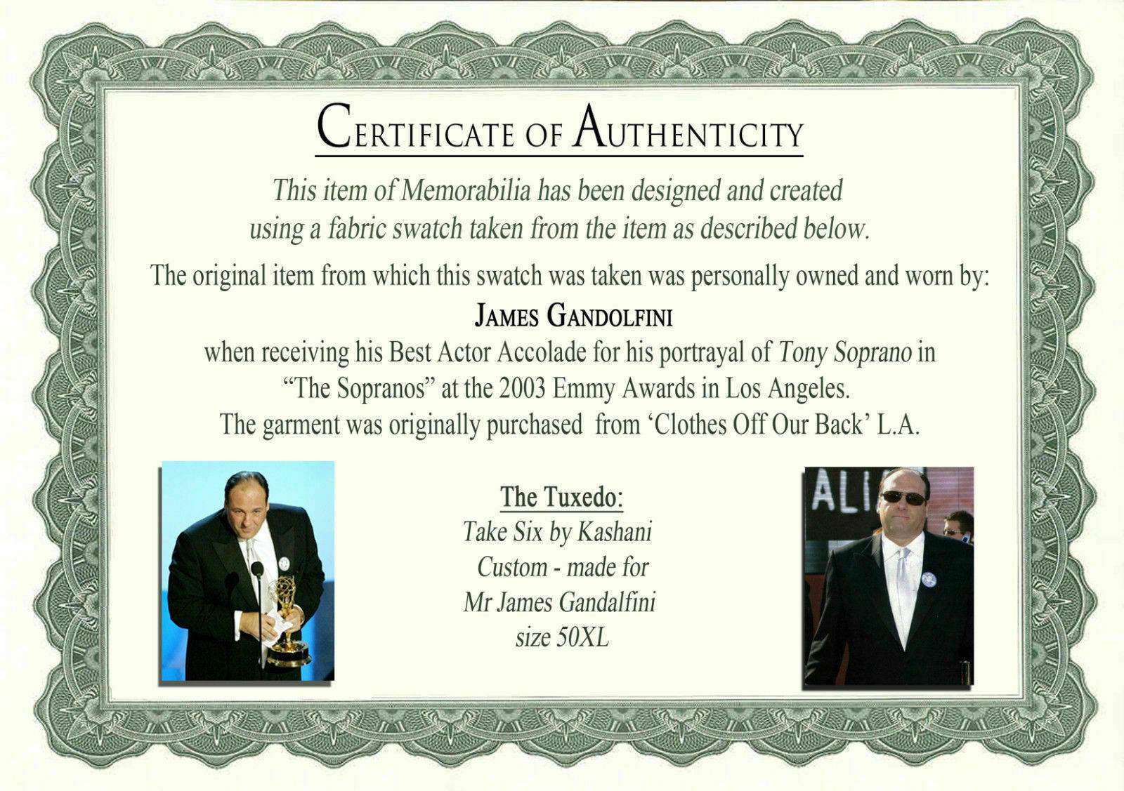 The Sopranos Tuxedo Owned & Worn By James Gandolfini At The 55th Emmys Awards - Image 2 of 3