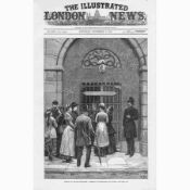 Antique Print 1881 –Waiting to See Prisoners at Kilmainham Jail in Dublin”.