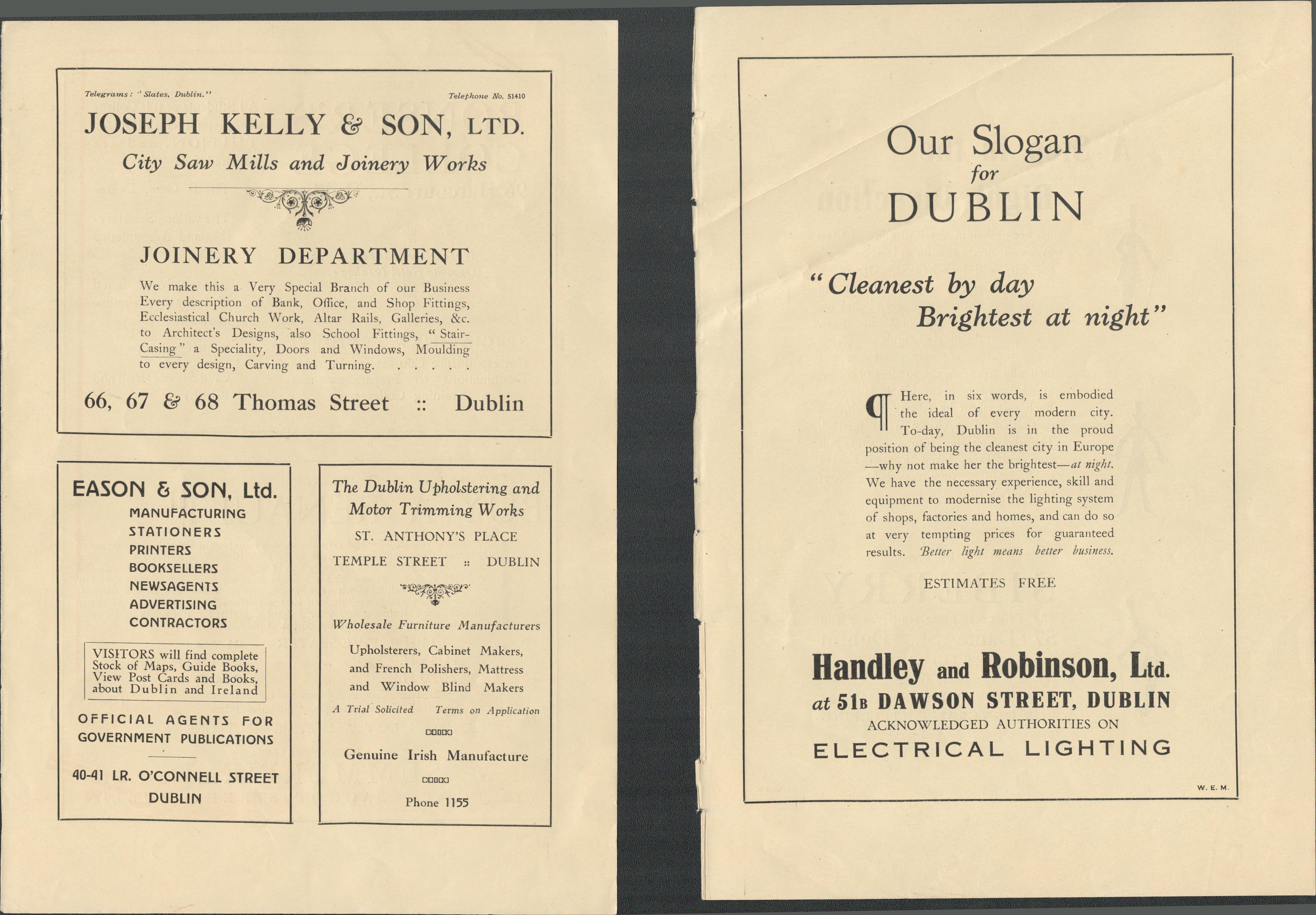 Collection Of 16 Vintage Original 1920's Dublin Traders Advertisements. - Image 7 of 17