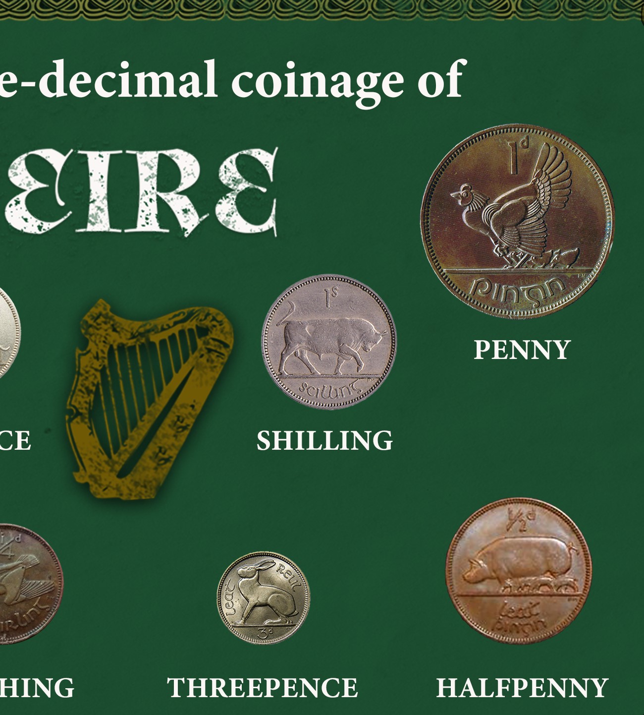 Ireland Eire Irish Vintage Pre-Decimal 1928- 1968 Coin Metal Display Gift Set - Image 3 of 5