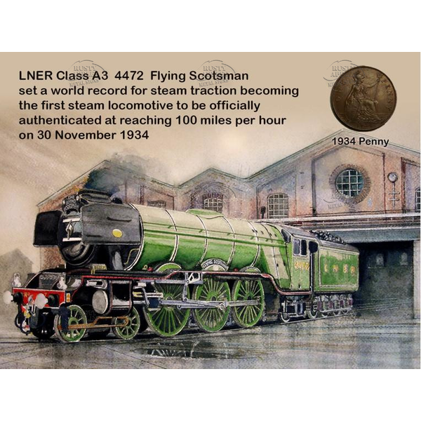 The Flying Scotsman Train 1934 Record Speed Metal Coin Set