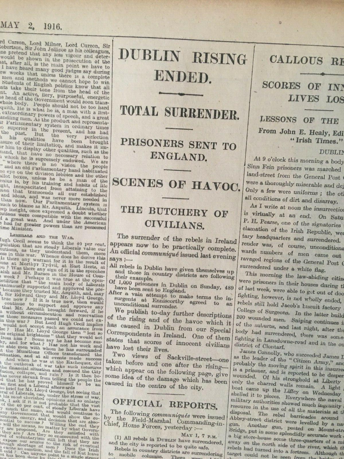 Easter Rising Rebellion 1916 Original Complete Newspaper 2nd May Images & Reports - Image 4 of 12