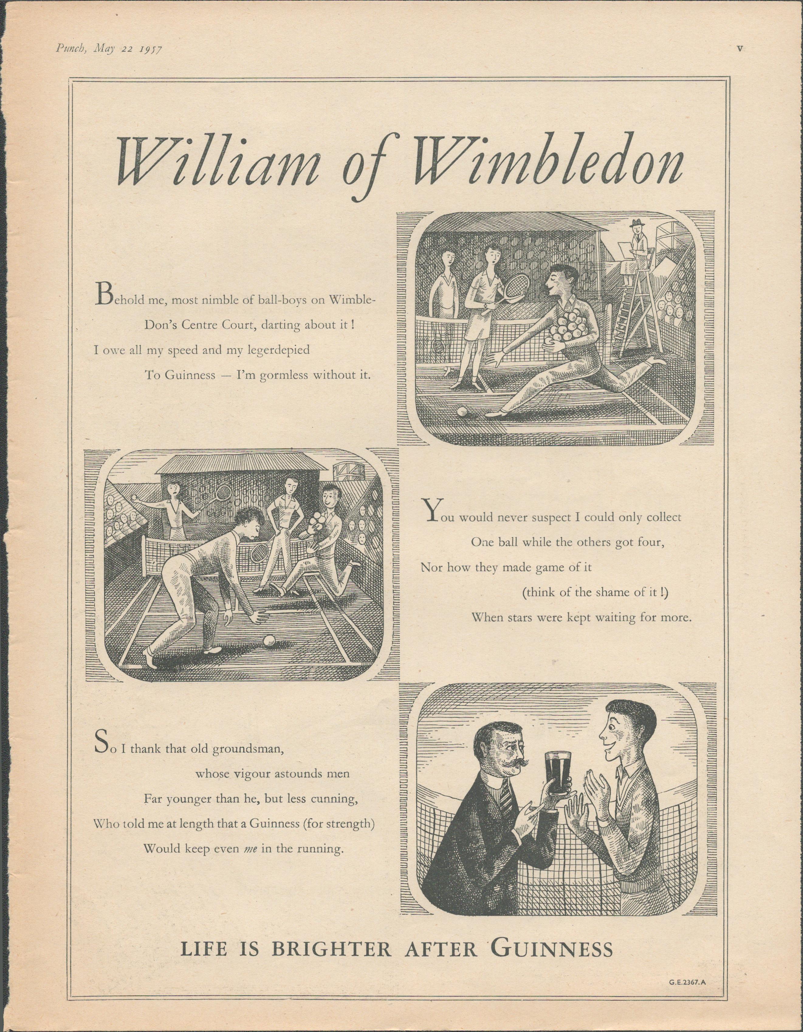 Original 1957 Guinness Print –William of Wimbledon” G.E.2367.A