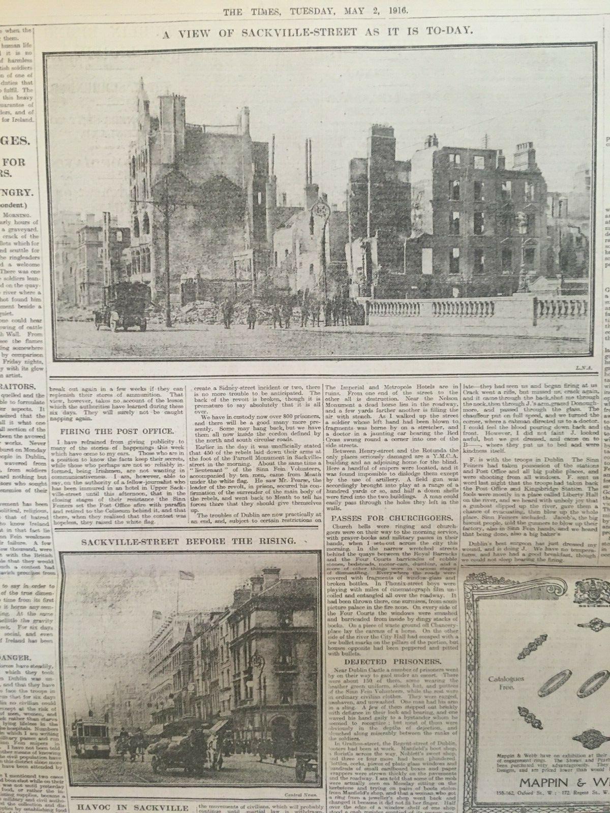 Easter Rising Rebellion 1916 Original Complete Newspaper 2nd May Images & Reports
