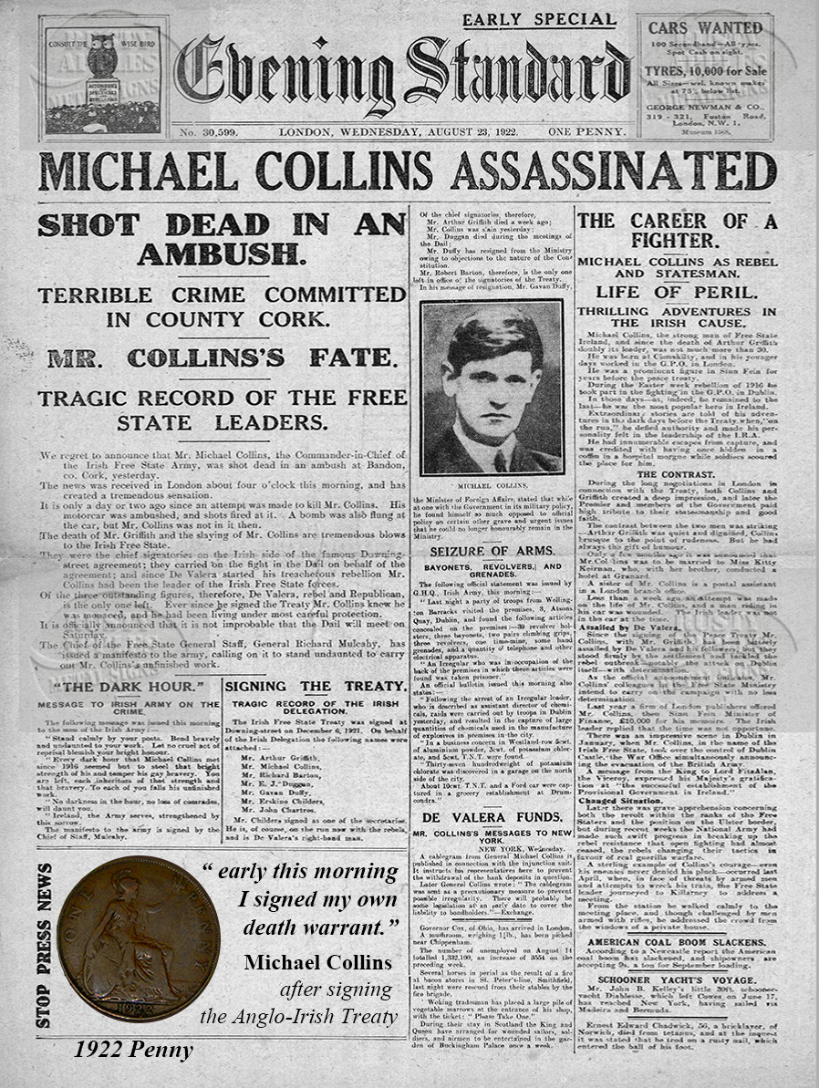 Michael Collins Original Penny Metal Plaque Montage 100th Anniversary