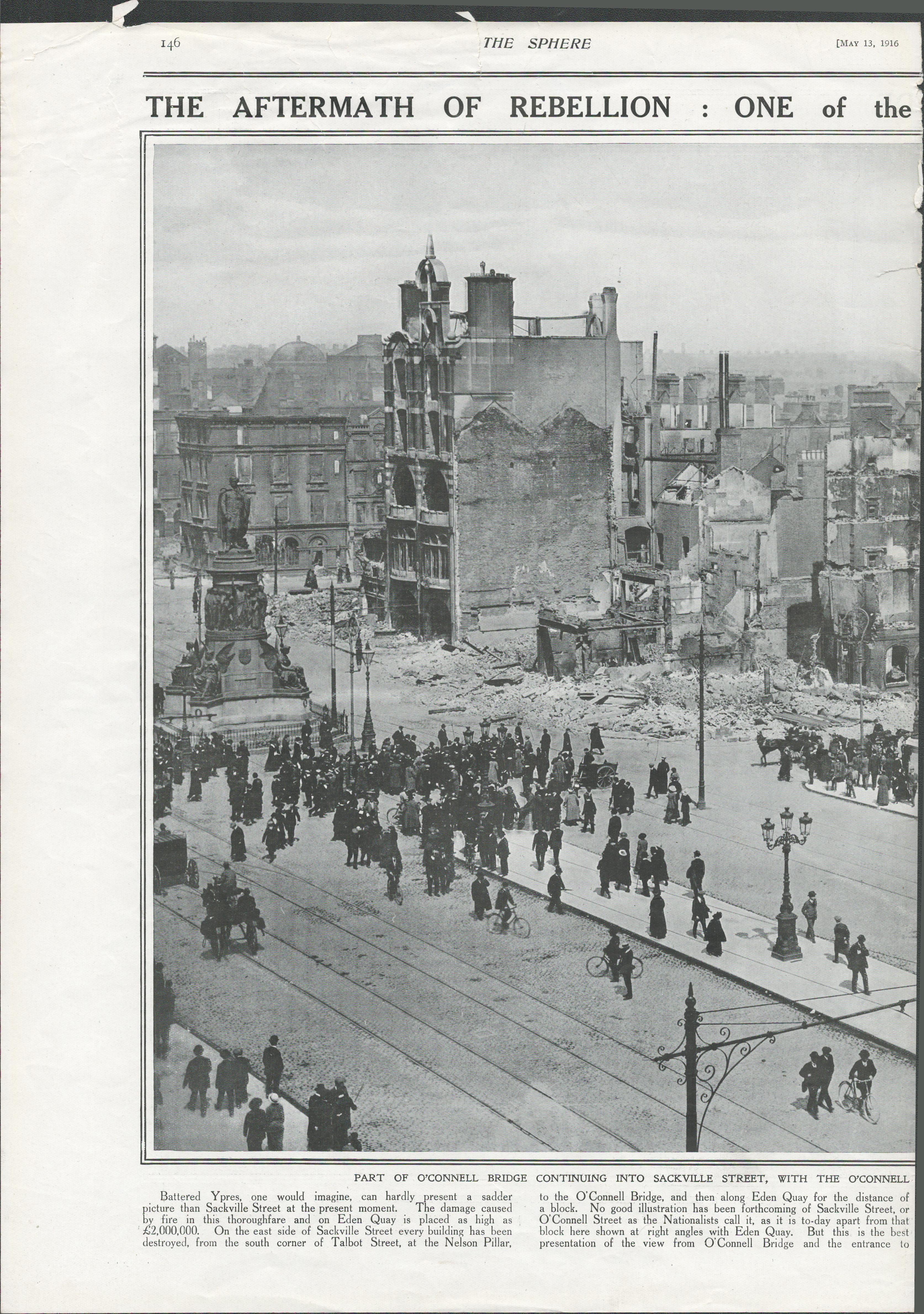 Double Centre Page The Sphere Newspaper The Aftermath of The Easter Rising - Image 2 of 3