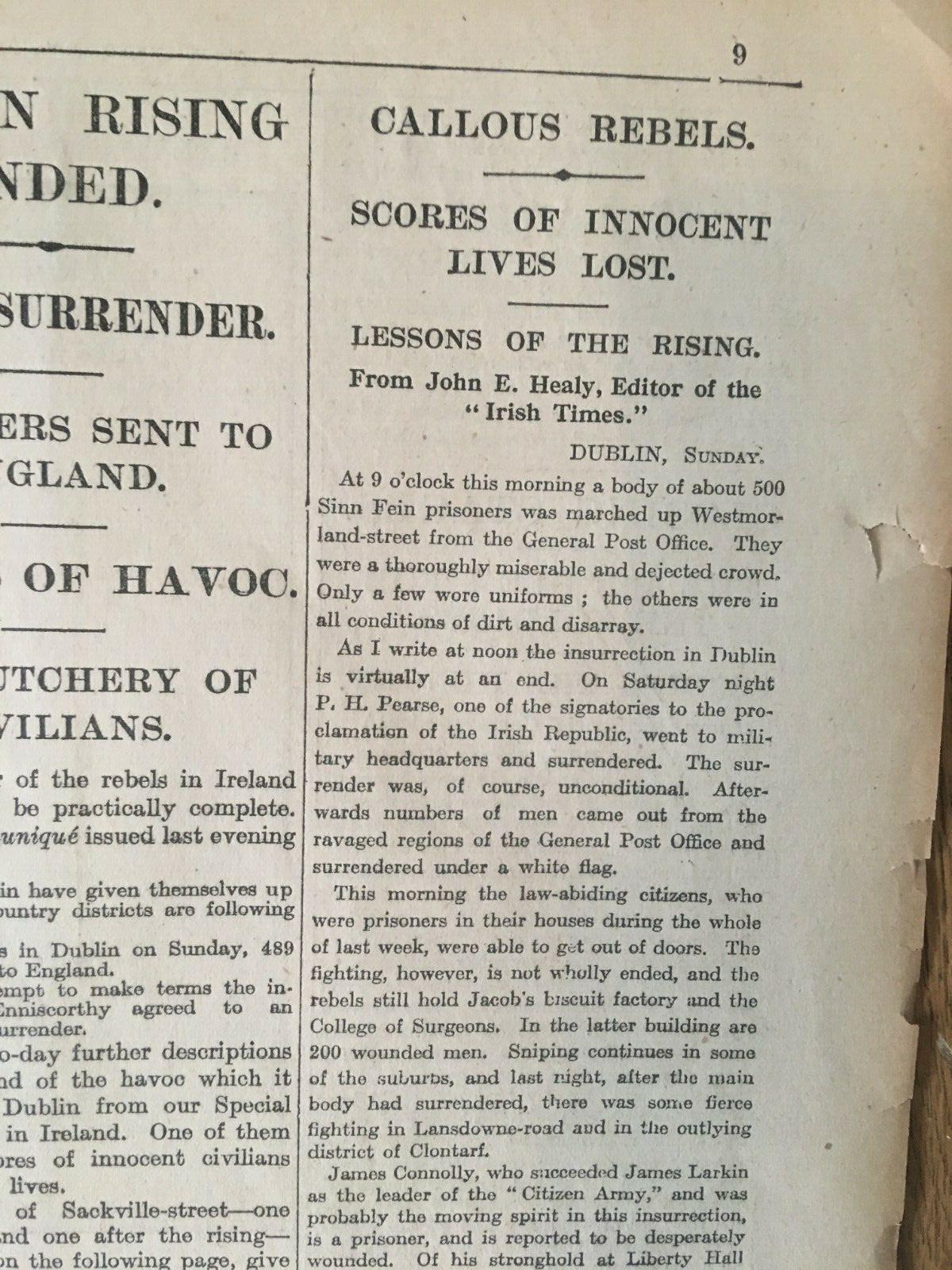 Easter Rising Rebellion 1916 Original Complete Newspaper 2nd May Images & Reports - Image 3 of 12