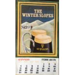 1979 Vintage Guinness Calendar Month Print –The Winter Slopes –