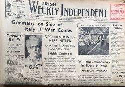 The Weekly Irish Independence 1939 Irish News, GAA Reports, Adverts, RTE Guide 2