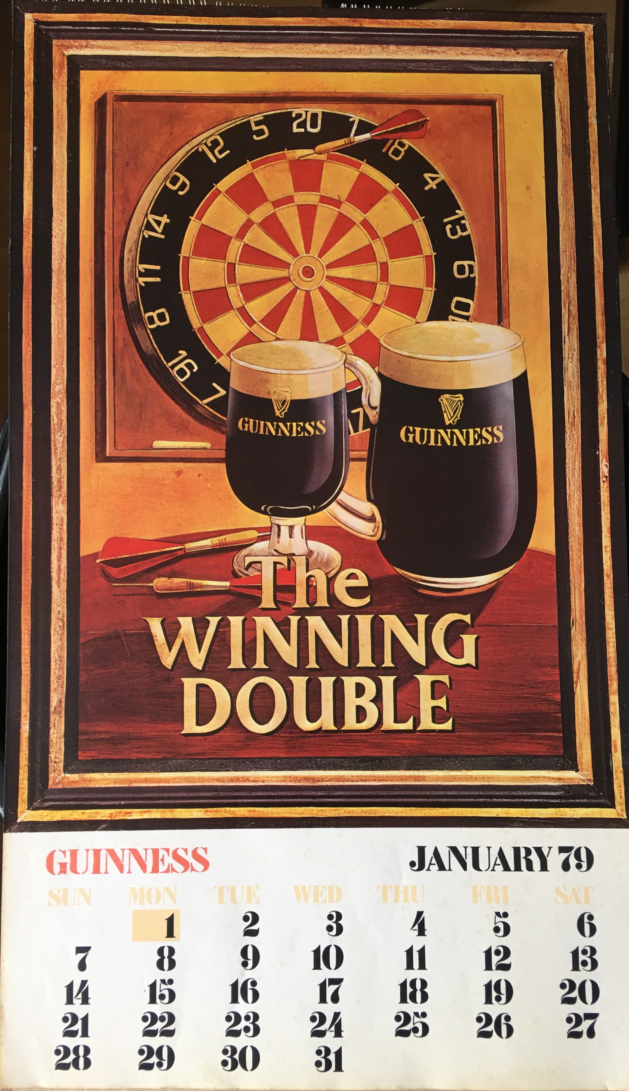 1979 Vintage Guinness Calendar Month Print –The Winning Double"