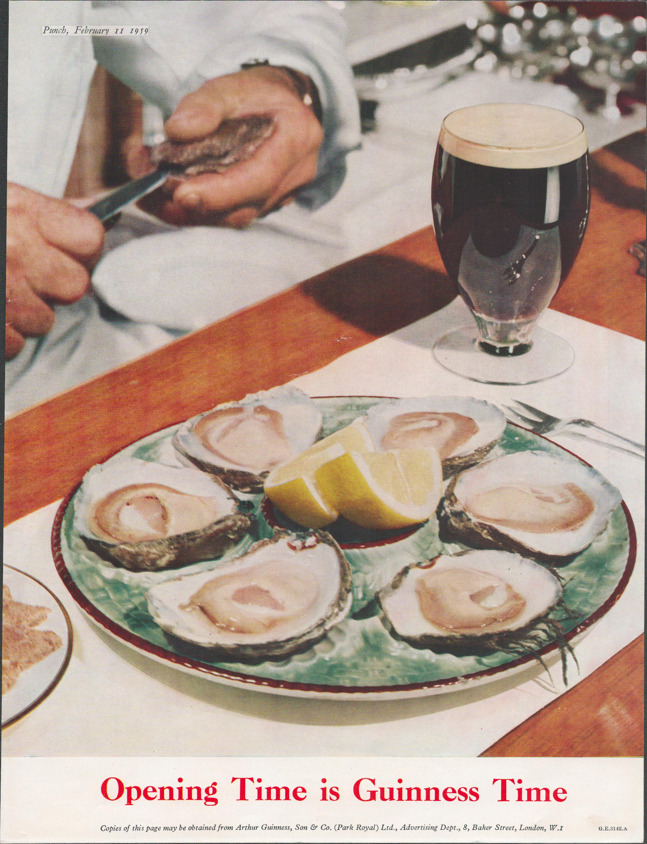 1959 Vintage Guinness Print –Oyster Time” GE 3142.A