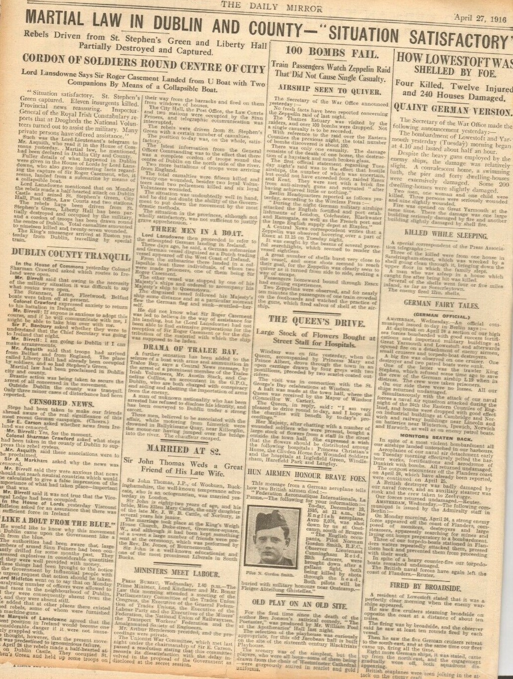 Original Newspaper Apr 27th 1916. First Reports Of the Easter Rising Rebellion