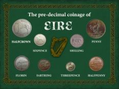 Ireland Eire Irish Vintage Pre-Decimal 1928- 1968 Coin Metal Display Gift Set