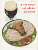 1959 Guinness Advertising Print "Well Dressed Crab" -G.E. 3155.A