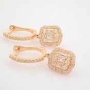 HRD Antwerp Certificated 14K Rose/Pink Gold Diamond Earring (Total 0.85 Ct. Stone)