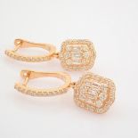 HRD Antwerp Certificated 14K Rose/Pink Gold Diamond Earring (Total 0.85 Ct. Stone)