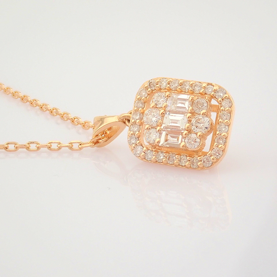 HRD Antwerp Certificated 14K Rose/Pink Gold Diamond Necklace (Total 0.37 Ct. Stone) - Image 2 of 12
