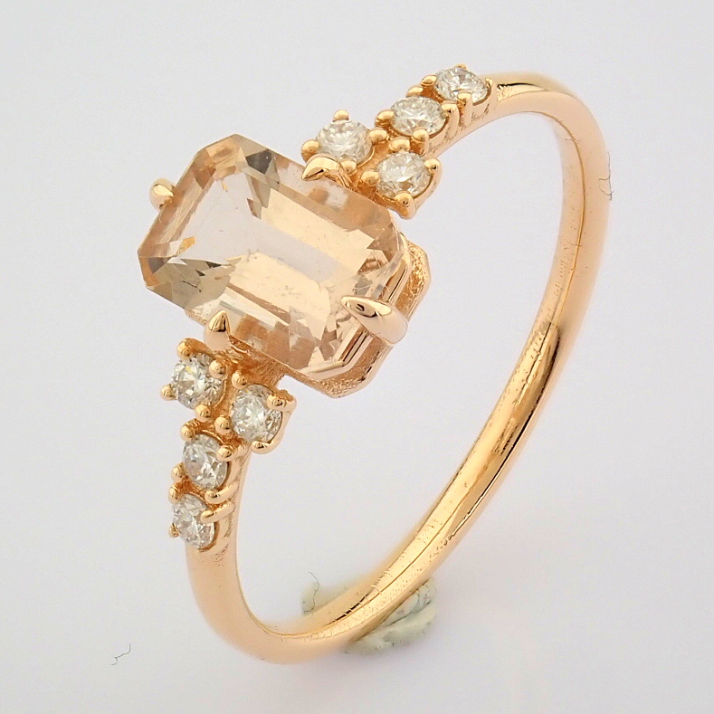 HRD Antwerp Certificated 14K Rose/Pink Gold Diamond & Morganite Ring (Total 0.99 Ct. Stone) - Image 9 of 9