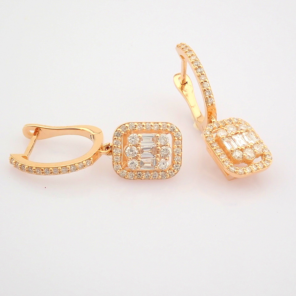 HRD Antwerp Certificated 14K Rose/Pink Gold Diamond Earring (Total 0.82 Ct. Stone) - Image 4 of 9