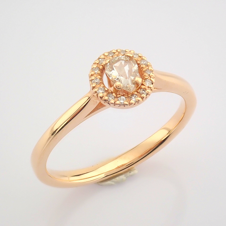 HRD Antwerp Certificated 14K Rose/Pink Gold Rose Cut Diamond & Diamond Ring (Total 0.17 Ct. Ston... - Image 2 of 8