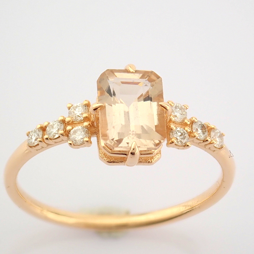 HRD Antwerp Certificated 14K Rose/Pink Gold Diamond & Morganite Ring (Total 0.99 Ct. Stone) - Image 2 of 9