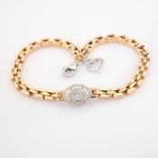 HRD Antwerp Certificated 14K White and Rose Gold Diamond Bracelet (Total 0.3 Ct. Stone)