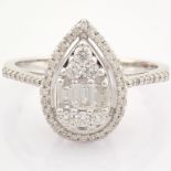 HRD Antwerp Certificated 14K White Gold Diamond Ring (Total 0.49 Ct. Stone)