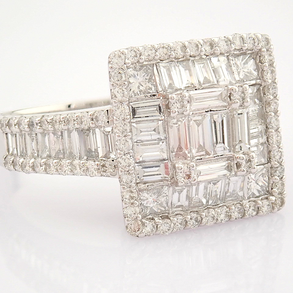 HRD Antwerp Certificated 14K White Gold Diamond Ring (Total 1.38 Ct. Stone) - Image 6 of 12
