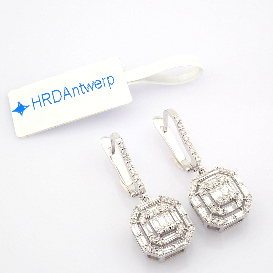 HRD Antwerp Certificated 14K White Gold Diamond Earring (Total 0.93 Ct. Stone) - Image 4 of 12