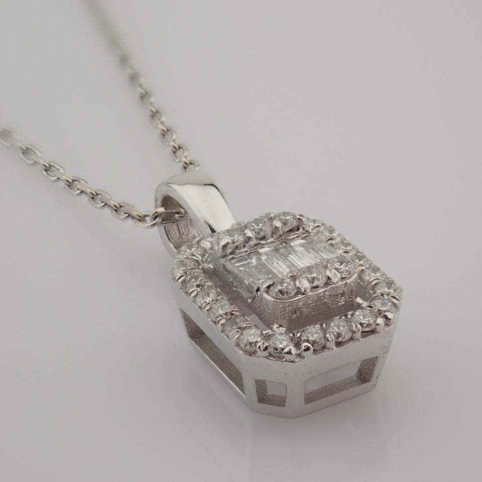 HRD Antwerp Certificated 14k White Gold Diamond Pendant (Total 0.17 Ct. Stone) - Image 4 of 12