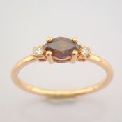 HRD Antwerp Certificated 14K Rose/Pink Gold Brown Diamond & Diamond Ring (Total 0.45 Ct. Stone)