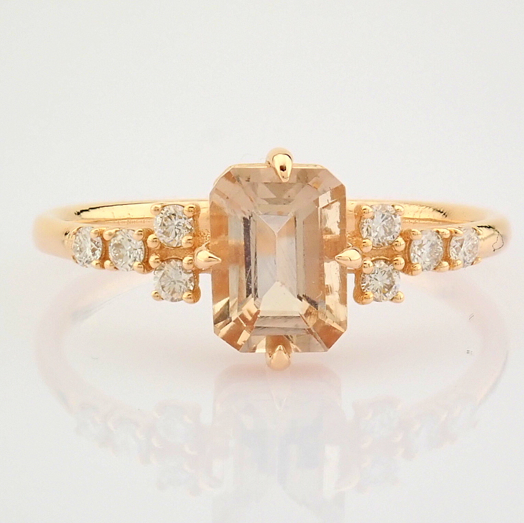 HRD Antwerp Certificated 14K Rose/Pink Gold Diamond & Morganite Ring (Total 0.99 Ct. Stone) - Image 3 of 9