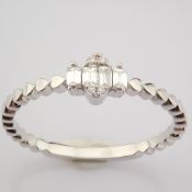 HRD Antwerp Certificated 14K White Gold Baguette Diamond & Diamond Ring (Total 0.12 Ct. Stone)
