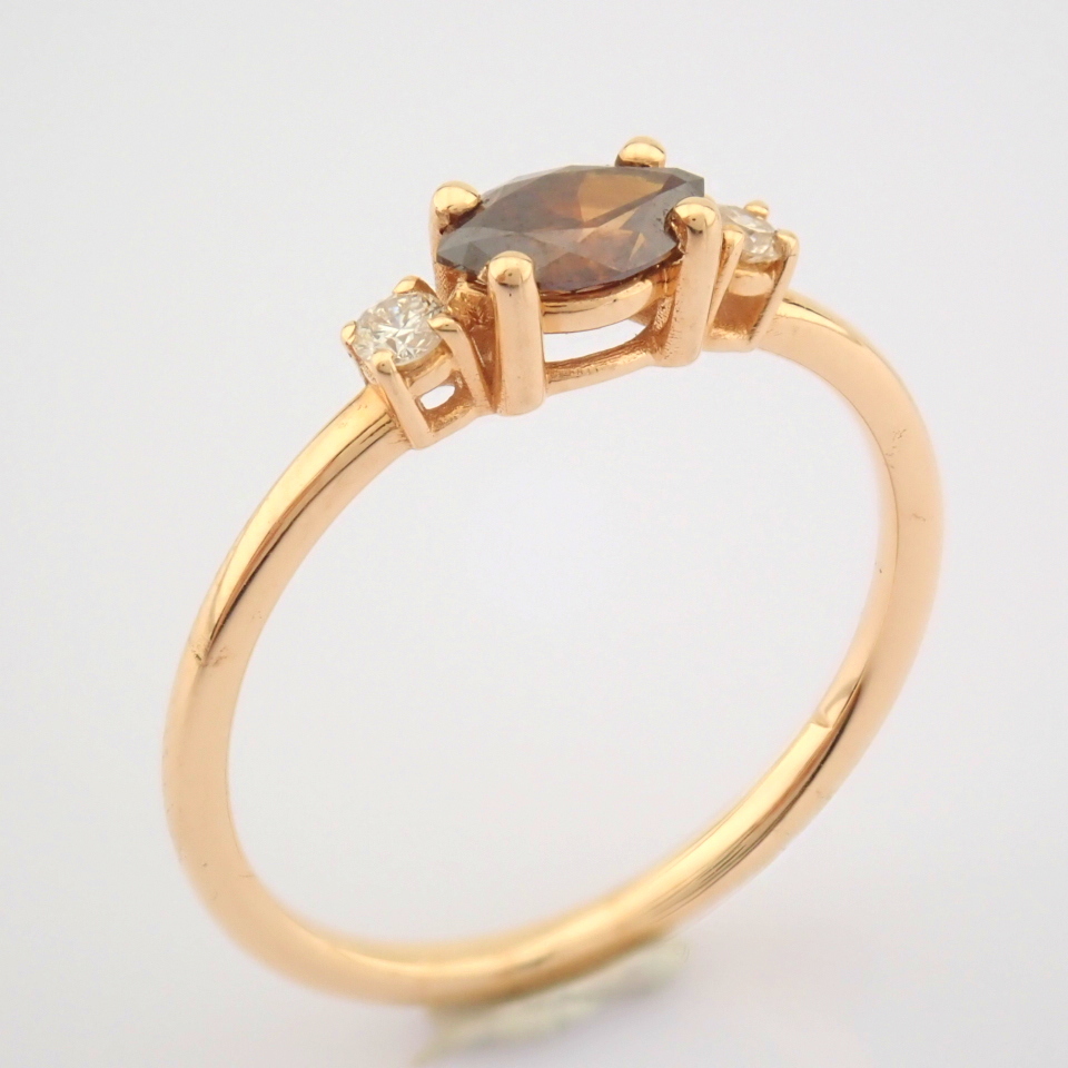 HRD Antwerp Certificated 14K Rose/Pink Gold Brown Diamond & Diamond Ring (Total 0.45 Ct. Stone) - Image 4 of 8