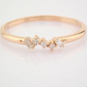 HRD Antwerp Certificated 14K Rose/Pink Gold Baguette Diamond & Diamond Ring (Total 0.07 Ct. Ston...
