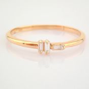 HRD Antwerp Certificated 14K Rose/Pink Gold Baguette Diamond Ring (Total 0.09 Ct. Stone)