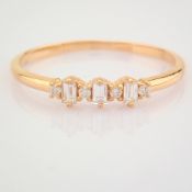 HRD Antwerp Certificated 14K Rose/Pink Gold Baguette Diamond & Diamond Ring (Total 0.15 Ct. Ston...