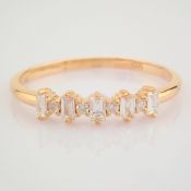 HRD Antwerp Certificated 14K Rose/Pink Gold Baguette Diamond & Diamond Ring (Total 0.18 Ct. Ston...