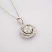 HRD Antwerp Certificated 14K White Gold Diamond Necklace (Total 0.32 Ct. Stone)