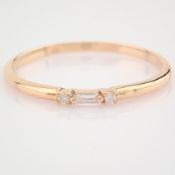 HRD Antwerp Certificated 14K Rose/Pink Gold Baguette Diamond & Diamond Ring (Total 0.04 Ct. Ston...