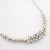 HRD Antwerp Certificated 18K White Gold Diamond Necklace (Total 0.9 Ct. Stone)