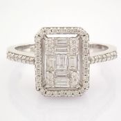 HRD Antwerp Certificated 14K White Gold Diamond Ring (Total 0.48 Ct. Stone)