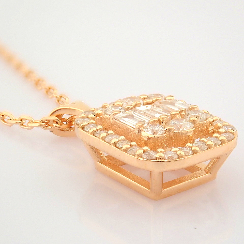 HRD Antwerp Certificated 14K Rose/Pink Gold Diamond Necklace (Total 0.37 Ct. Stone) - Image 5 of 12
