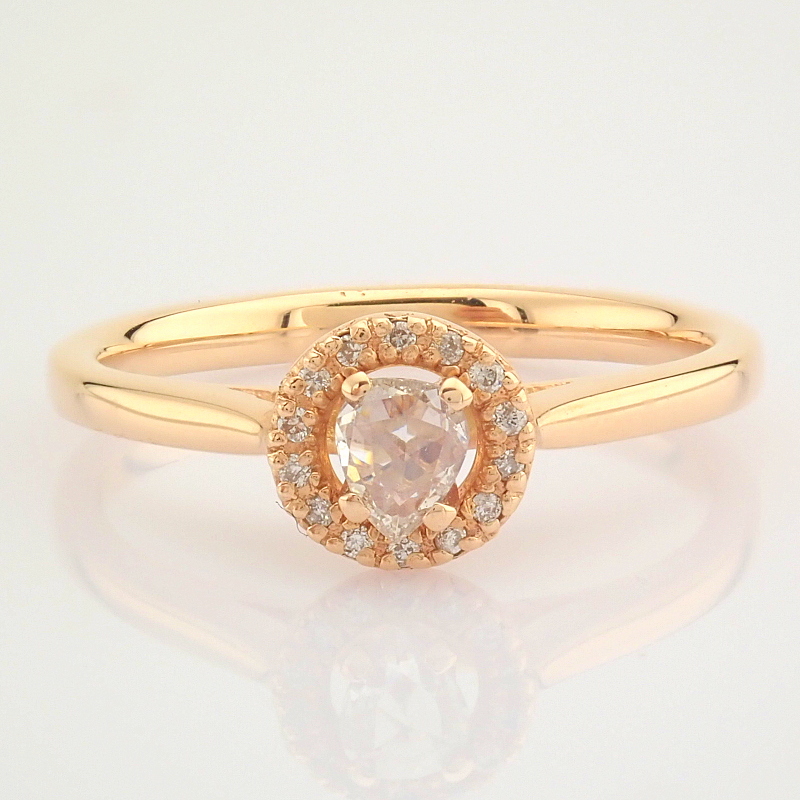 HRD Antwerp Certificated 14K Rose/Pink Gold Rose Cut Diamond & Diamond Ring (Total 0.17 Ct. Ston... - Image 4 of 8